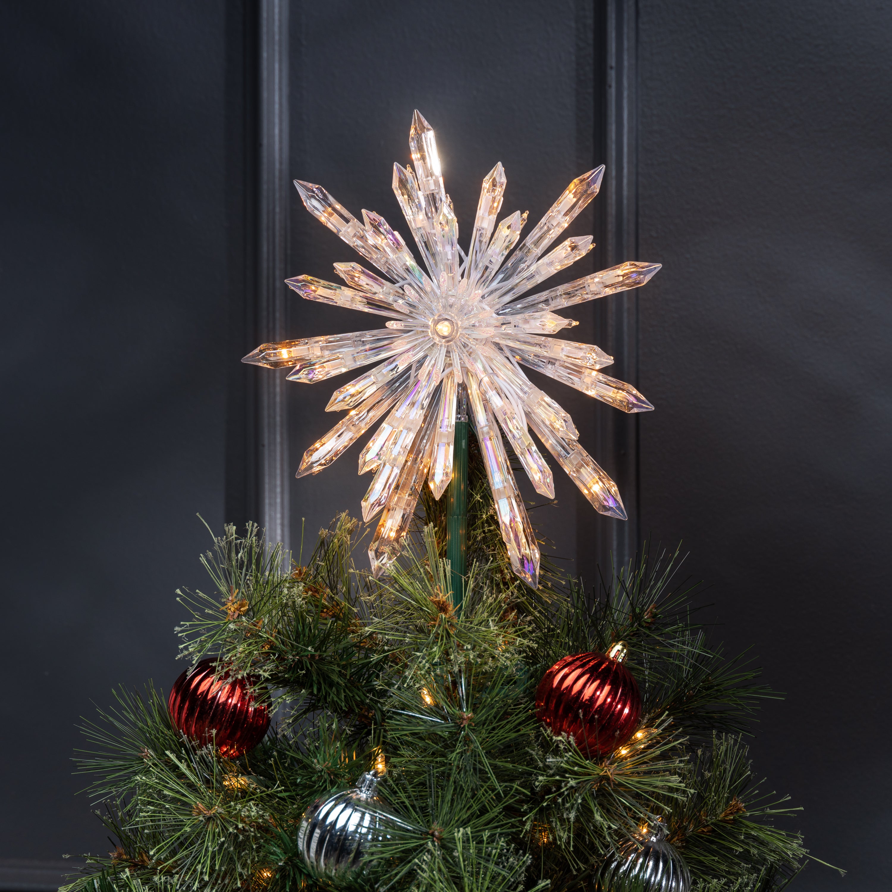Starburst Holiday Christmas Tree Topper with Warm LED Lights
